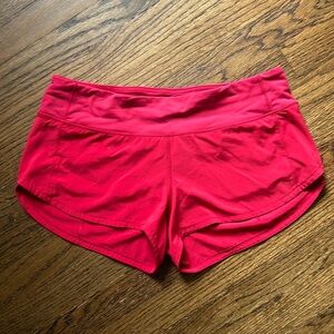 Lululemon speed up shorts size 6 red
